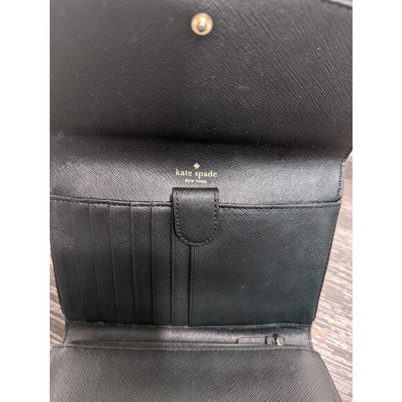 KATE SPADE NEW YORK crossbody purse/wallet organizer Black SAFFIANO leather - Picture 4 of 5